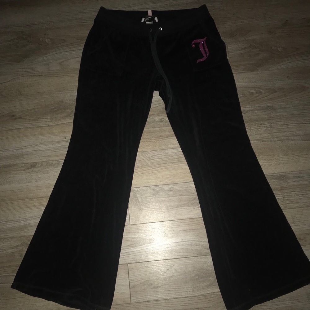 Juicy Couture Black velour pants, Med, wide leg